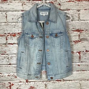 Madewell Denim Jeans Vest Size XS Faded Blue NWT